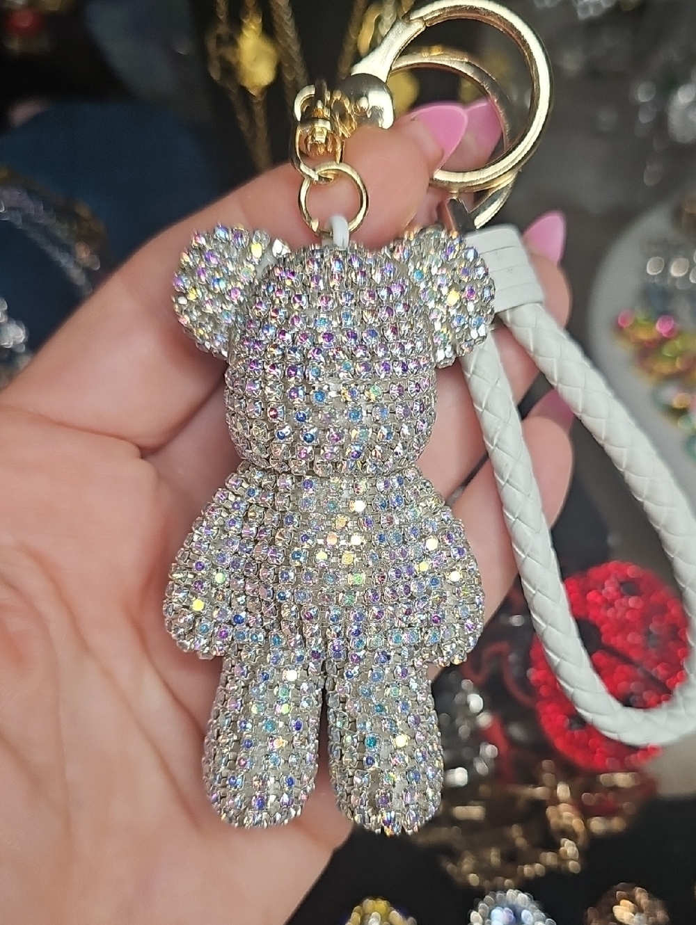 Bling bear bag charm key chain